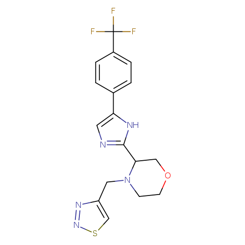 FC(c1ccc(cc1)c1cnc([nH]1)C1COCCN1Cc1csnn1)(F)F