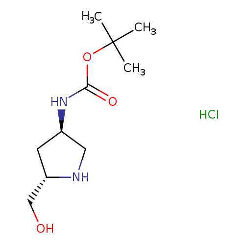 OC[C@H]1NC[C@@H](C1)NC(=O)OC(C)(C)C.Cl