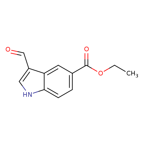 CCOC(=O)c1ccc2c(c1)c(C=O)c[nH]2