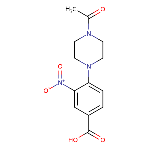 CC(=O)N1CCN(CC1)c1ccc(cc1[N+](=O)[O-])C(=O)O