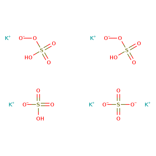 [O-]S(=O)(=O)[O-].[O-]S(=O)(=O)O.[O-]OS(=O)(=O)O.[O-]OS(=O)(=O)O.[K+].[K+].[K+].[K+].[K+]