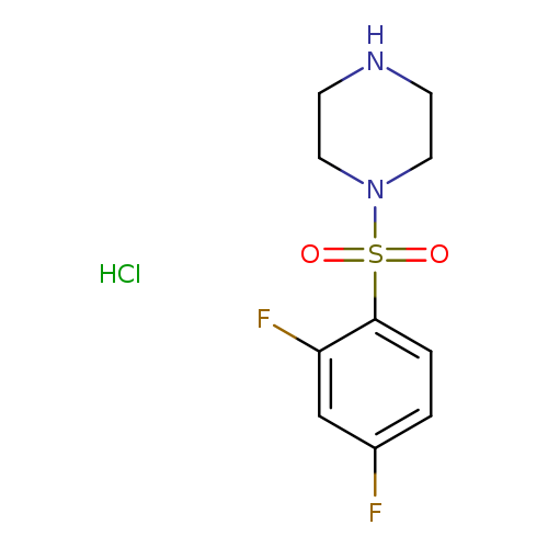 Fc1ccc(c(c1)F)S(=O)(=O)N1CCNCC1.Cl