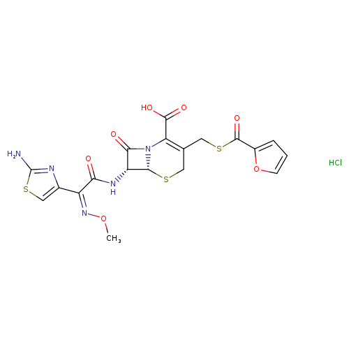 CO/N=C(/c1csc(n1)N)C(=O)N[C@@H]1C(=O)N2[C@@H]1SCC(=C2C(=O)O)CSC(=O)c1ccco1.Cl
