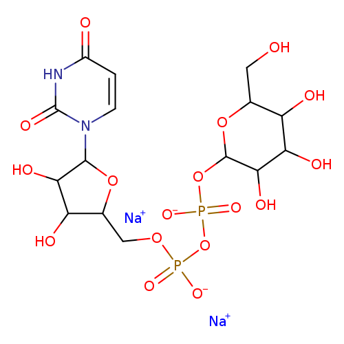 OCC1OC(OP(=O)(OP(=O)(OCC2OC(C(C2O)O)n2ccc(=O)[nH]c2=O)[O-])[O-])C(C(C1O)O)O.[Na+].[Na+]