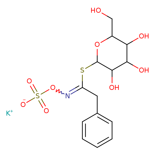 OCC1OC(SC(=NOS(=O)(=O)[O-])Cc2ccccc2)C(C(C1O)O)O.[K+]