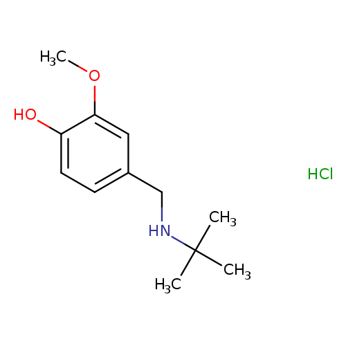 COc1cc(CNC(C)(C)C)ccc1O.Cl