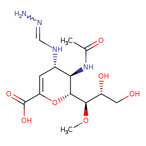 NN=CN[C@H]1C=C(O[C@H]([C@@H]1NC(=O)C)[C@@H]([C@@H](CO)O)OC)C(=O)O