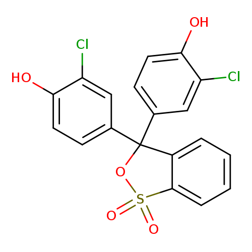 Clc1cc(ccc1O)C1(OS(=O)(=O)c2c1cccc2)c1ccc(c(c1)Cl)O