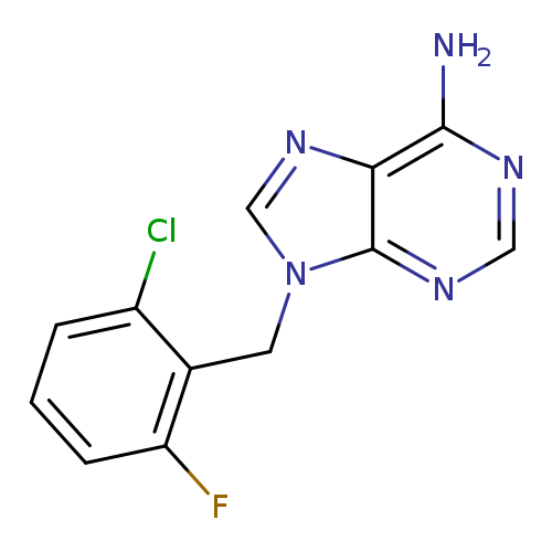 Fc1cccc(c1Cn1cnc2c1ncnc2N)Cl