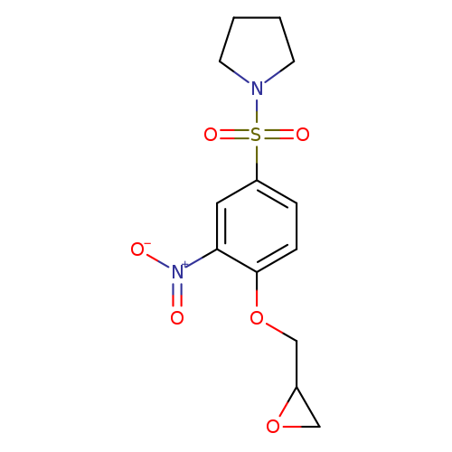 [O-][N+](=O)c1cc(ccc1OCC1OC1)S(=O)(=O)N1CCCC1