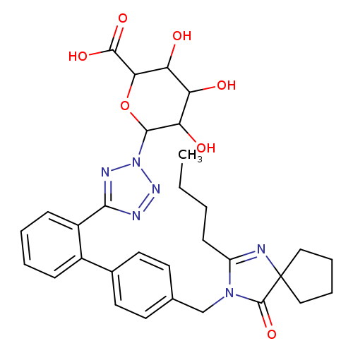 CCCCC1=NC2(C(=O)N1Cc1ccc(cc1)c1ccccc1c1nnn(n1)C1OC(C(=O)O)C(C(C1O)O)O)CCCC2
