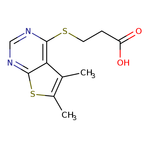 Cc1c(C)sc2c1c(SCCC(=O)O)ncn2