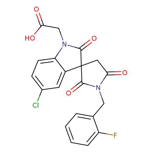 OC(=O)CN1c2ccc(cc2C2(C1=O)CC(=O)N(C2=O)Cc1ccccc1F)Cl
