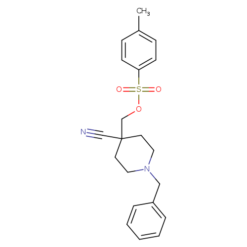 N#CC1(CCN(CC1)Cc1ccccc1)COS(=O)(=O)c1ccc(cc1)C
