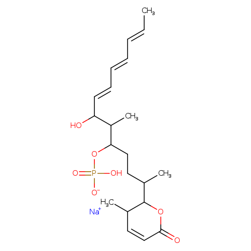 C/C=C/C=C/C=C/C(C(C(OP(=O)(O)[O-])CCC(C1OC(=O)C=CC1C)C)C)O.[Na+]