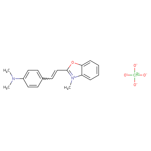 [O-][Cl](=O)(=O)=O.CN(c1ccc(cc1)C=Cc1oc2c([n+]1C)cccc2)C