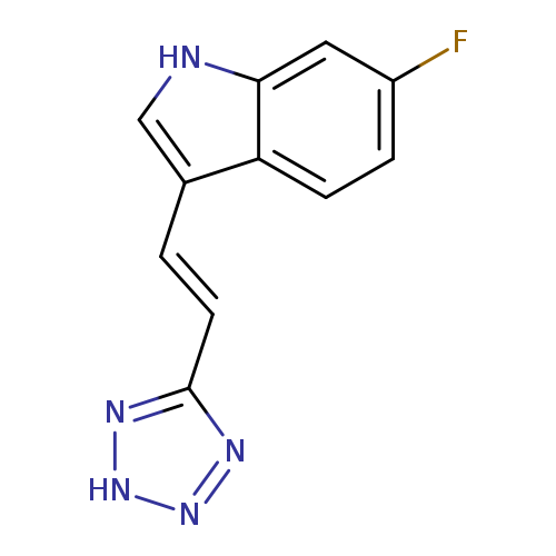 Fc1ccc2c(c1)[nH]cc2/C=C/c1n[nH]nn1