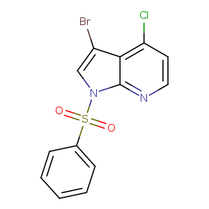 Brc1cn(c2c1c(Cl)ccn2)S(=O)(=O)c1ccccc1