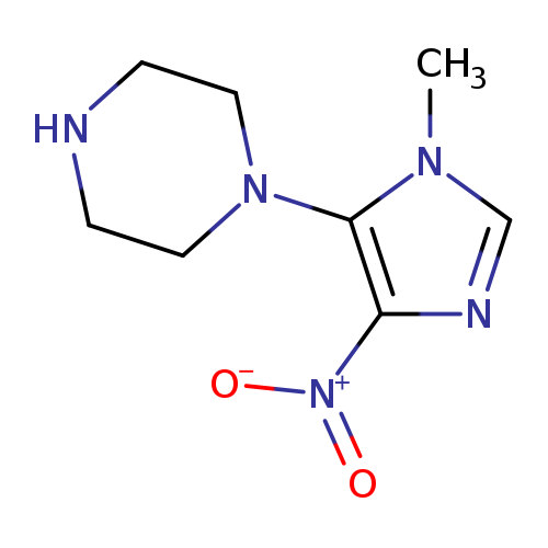Cn1cnc(c1N1CCNCC1)[N+](=O)[O-]