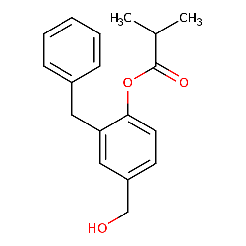 OCc1ccc(c(c1)Cc1ccccc1)OC(=O)C(C)C