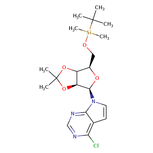 Clc1ncnc2c1ccn2[C@@H]1O[C@@H](C2[C@@H]1OC(O2)(C)C)CO[Si](C(C)(C)C)(C)C