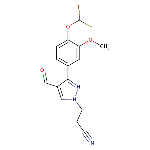 N#CCCn1cc(c(n1)c1ccc(c(c1)OC)OC(F)F)C=O