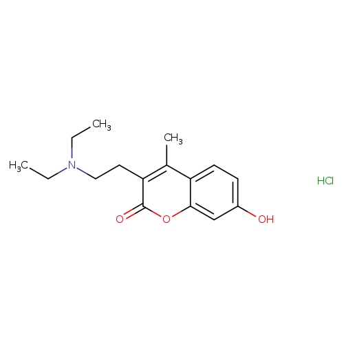 CCN(CCc1c(=O)oc2c(c1C)ccc(c2)O)CC.Cl