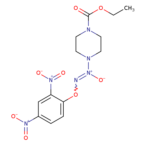 CCOC(=O)N1CCN(CC1)N(=NOc1ccc(cc1[N+](=O)[O-])[N+](=O)[O-])=O