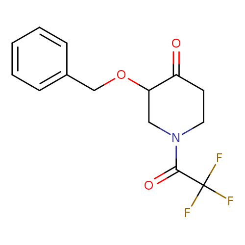 O=C(C(F)(F)F)N1CCC(=O)C(C1)OCc1ccccc1