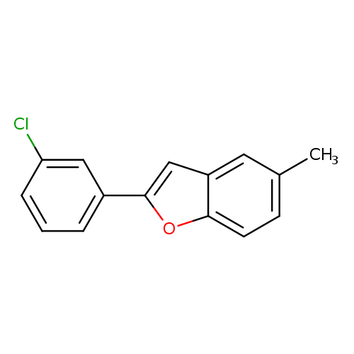 Cc1ccc2c(c1)cc(o2)c1cccc(c1)Cl