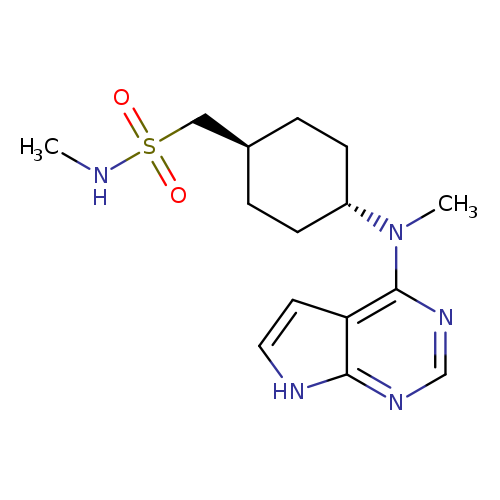 CNS(=O)(=O)C[C@@H]1CC[C@H](CC1)N(c1ncnc2c1cc[nH]2)C