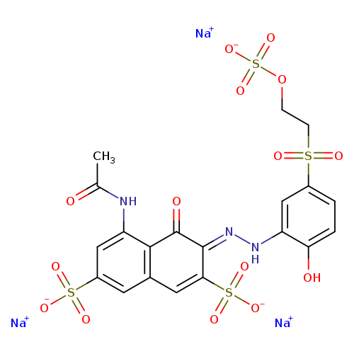 CC(=O)Nc1cc(cc2c1C(=O)/C(=N/Nc1cc(ccc1O)S(=O)(=O)CCOS(=O)(=O)[O-])/C(=C2)S(=O)(=O)[O-])S(=O)(=O)[O-].[Na+].[Na+].[Na+]