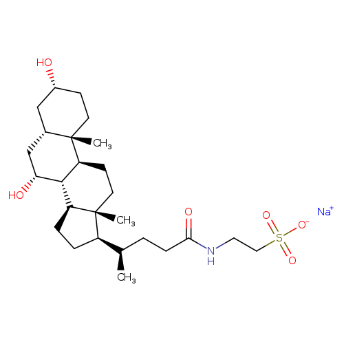 O[C@@H]1CC[C@]2([C@@H](C1)C[C@H]([C@@H]1[C@@H]2CC[C@]2([C@H]1CC[C@@H]2[C@@H](CCC(=O)NCCS(=O)(=O)[O-])C)C)O)C.[Na+]