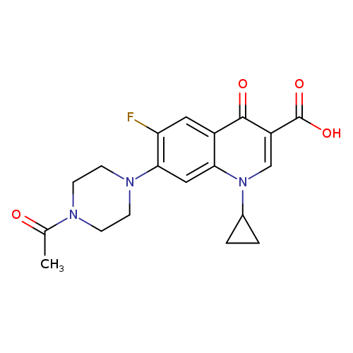 CC(=O)N1CCN(CC1)c1cc2n(cc(c(=O)c2cc1F)C(=O)O)C1CC1