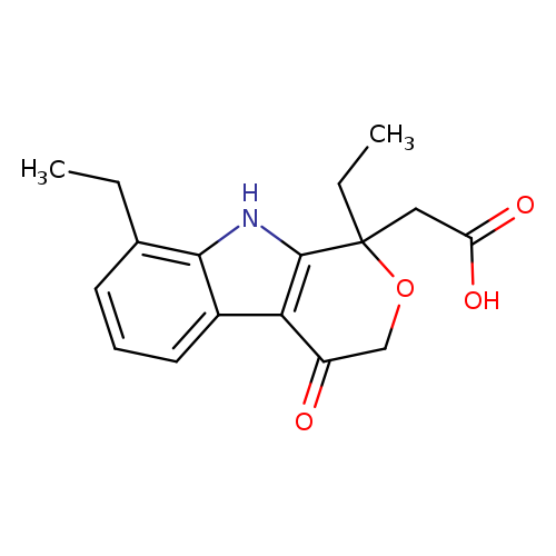 CCC1(OCC(=O)c2c1[nH]c1c2cccc1CC)CC(=O)O