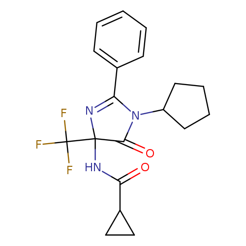 O=C(C1CC1)NC1(N=C(N(C1=O)C1CCCC1)c1ccccc1)C(F)(F)F