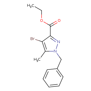 CCOC(=O)c1nn(c(c1Br)C)Cc1ccccc1