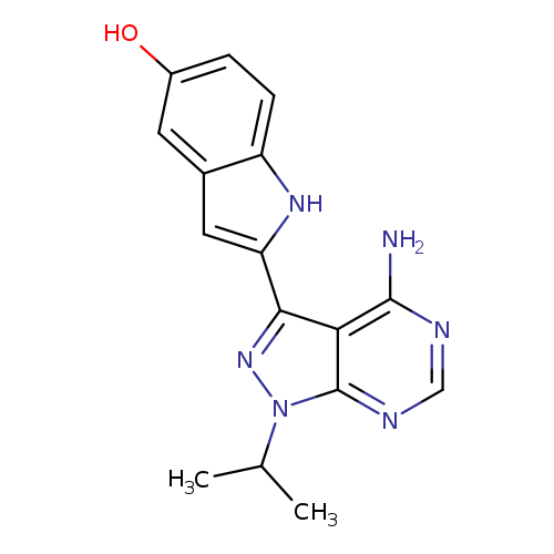 Oc1ccc2c(c1)cc([nH]2)c1nn(c2c1c(N)ncn2)C(C)C