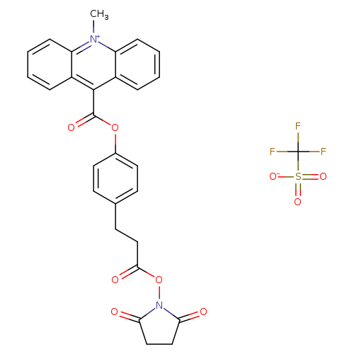 FC(S(=O)(=O)[O-])(F)F.O=C(ON1C(=O)CCC1=O)CCc1ccc(cc1)OC(=O)c1c2ccccc2[n+](c2c1cccc2)C