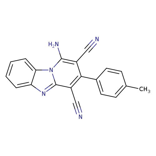 N#Cc1c(c2ccc(cc2)C)c(C#N)c2n(c1N)c1ccccc1n2