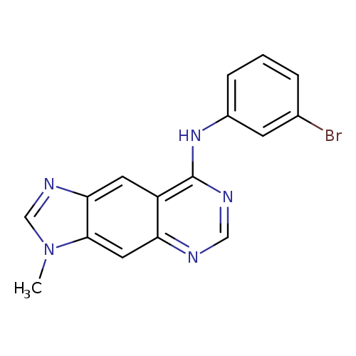 Brc1cccc(c1)Nc1ncnc2c1cc1ncn(c1c2)C