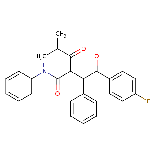 Fc1ccc(cc1)C(=O)C(C(C(=O)C(C)C)C(=O)Nc1ccccc1)c1ccccc1
