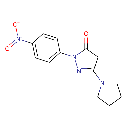 O=C1CC(=NN1c1ccc(cc1)[N+](=O)[O-])N1CCCC1
