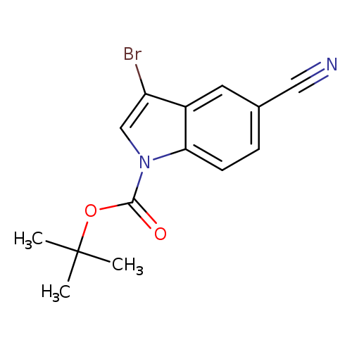 N#Cc1ccc2c(c1)c(Br)cn2C(=O)OC(C)(C)C