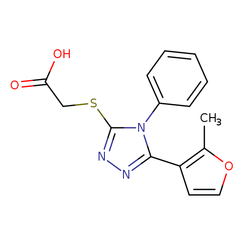 OC(=O)CSc1nnc(n1c1ccccc1)c1ccoc1C