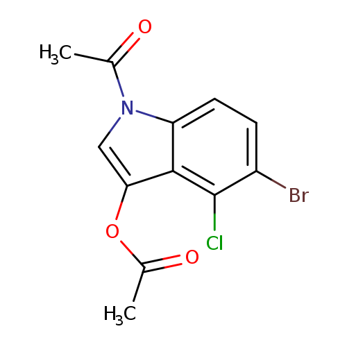 CC(=O)Oc1cn(c2c1c(Cl)c(Br)cc2)C(=O)C