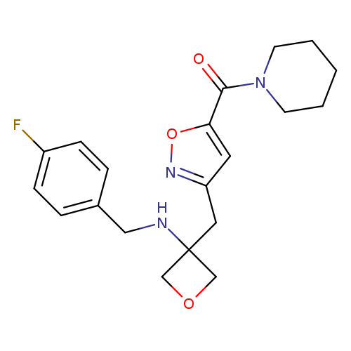 O=C(c1onc(c1)CC1(NCc2ccc(cc2)F)COC1)N1CCCCC1