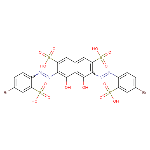 Brc1ccc(c(c1)S(=O)(=O)O)N=Nc1c(O)c2c(cc1S(=O)(=O)O)cc(c(c2O)N=Nc1ccc(cc1S(=O)(=O)O)Br)S(=O)(=O)O