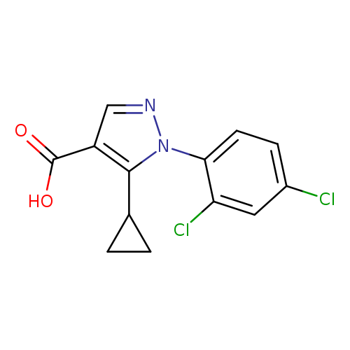 Clc1ccc(c(c1)Cl)n1ncc(c1C1CC1)C(=O)O