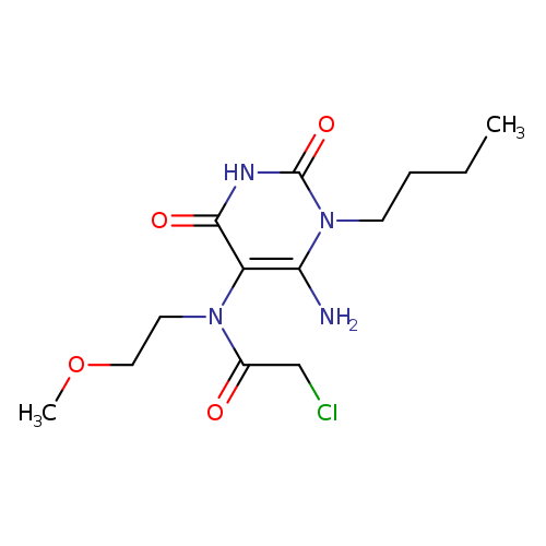 CCCCn1c(=O)[nH]c(=O)c(c1N)N(C(=O)CCl)CCOC